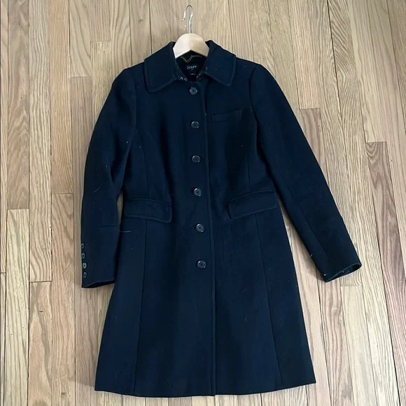 J. Crew Black Wool-blend Tailored Lady Day Top Coat Knee-Length - Picture 1 of 7